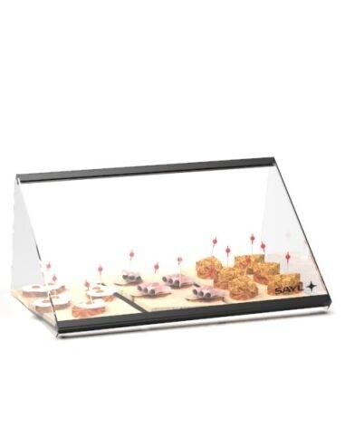Vitrine neutre à poser PITAGORAS - 1 niveau - 555 mm - verre trempé - ESR36-S | Sayl Barcelona - noir 674005069654_0