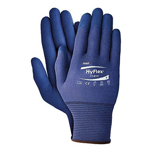 Ansell HyFlex 11-818 - Lot de 12 gants de protection bleu marine taille 8 - nylon et élasthanne avec revêtement nitrile_0