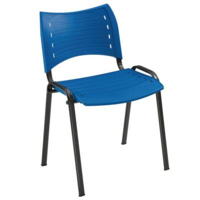 Chaise collectivités Fun - Polypropylène - Bleu - Pieds métal Noir - lot de 4_0