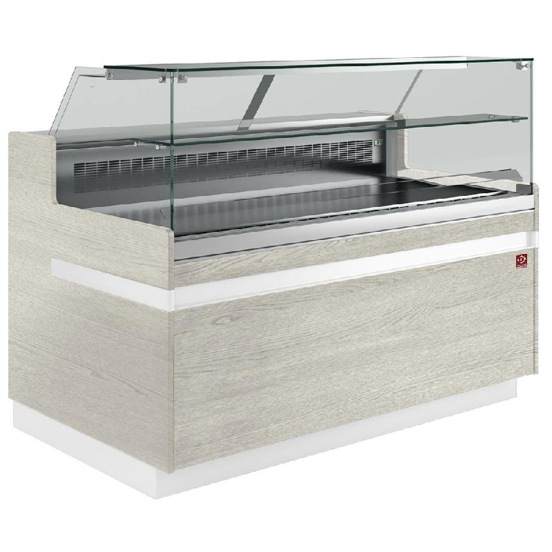Comptoir presentation réfrigéré positif vitre droite basse ventilé  bois clair 2538 mm de largeur - VB25XF1/R2_0
