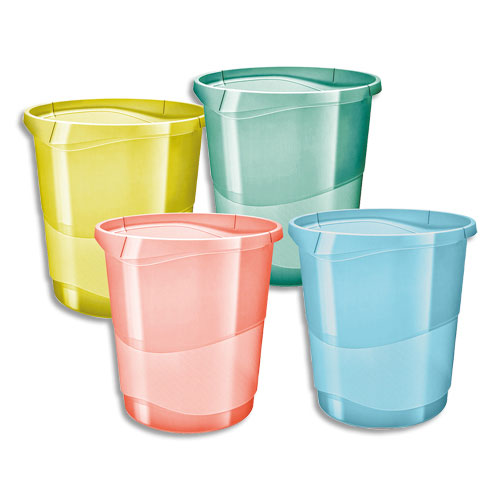 CORBEILLE A PAPIER ESSELTE COLOUR'ICE - 14 L - L28,5 X H30,5 X P32,5 CM - COLORIS ASSORTIS - LOT DE 12