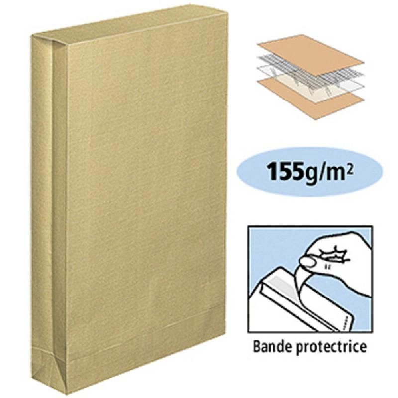 COURONNE BOÎTE DE 125 POCHETTES AVEC SOUFFLET SANS FENÊTRE - AUTO-ADHÉSIVES - EN KRAFT BLOND ARMÉ - 229 X 324 MM (130 G/M²) - COULEUR KRAFT BLOND