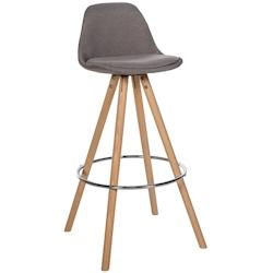 Décoshop26 - Tabouret de bar chaise haute x1 repose-pieds style scandinave en tissu taupe structure en bois clair rond 10_0004635 - 3000252207377_0