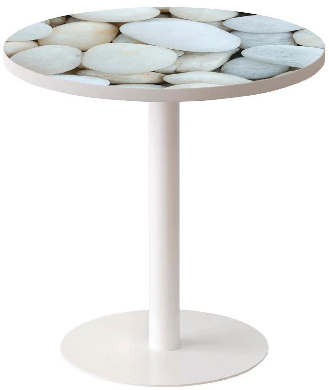 GUÉRIDON BAS EASY OFFICE PIED MÉTAL Ø 60 CM PLATEAU COLORIS DÉCOR GALETS - MANUTAN COLLECTIVITÉS