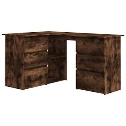 Helloshop26 - Bureau table poste de travail meuble d'ordinateur informatique étude d'angle chêne fumé 145 x 100 x 76 cm bois 02_0023672 - 300021444_0