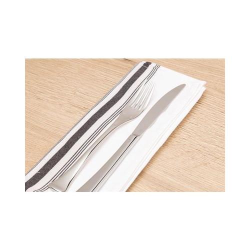 LOT DE 10 SERVIETTES BISTRO RAYÉES BLANCHES ET NOIRES