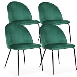 Oviala Business Lot de 4 chaises en velours vert foncé - Oviala - vert 108108_0
