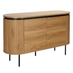 Oviala Business Buffet 2 portes moderne rectangulaire L120 cm bois clair - beige Bois massif 113637_0