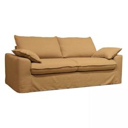 Oviala Business Canapé convertible en tissu 3 places ocre - marron aluminium 107684_0