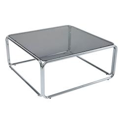 Oviala Business Oviala Table basse carrée L90 cm en métal et en verre noir - noir verre 114449_0