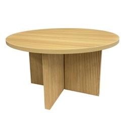 Oviala Business Table basse ronde 80 cm scandinave effet bois clair - beige Bois massif 113752_0