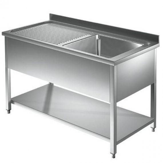 Plonge inox 120x70x95cm - 1 bac avec égouttoir à gauche - Structure en acier inoxydable_0