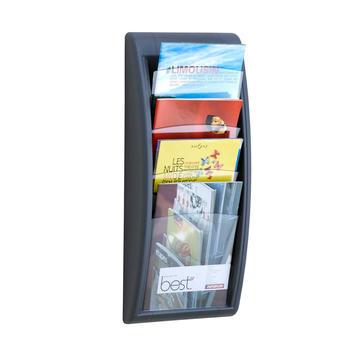 Porte-brochures mural AVENA - Anthracite - Format 1/3 A4 - Polystyrène - Orientation portrait_0