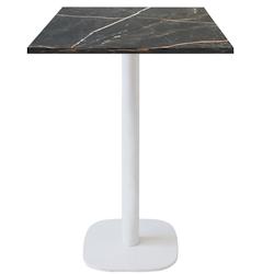 Restootab - Mange-debout 60x60cm - modèle Round blanc marbre samas - noir TB-ROUFF1-6060M-MB.SAMA_0