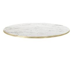 Restootab - Plateau Ø80 decor marbre calacata chants laiton - blanc Bois manufacturé PL-R80M-CALAC-LAI_0