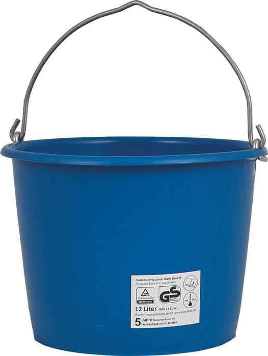 Seau de chantier 12L - plastique spécial bleu - anse galvanisée - résistant au gel_0