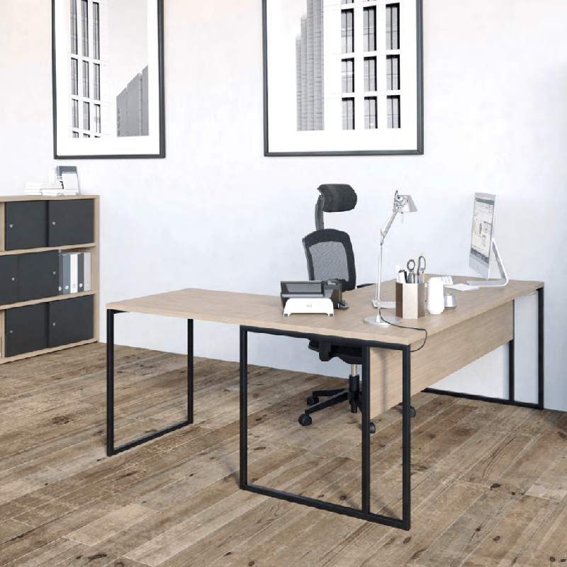 Stricto - Bureau d'angle - Buronomic - Design moderne avec piétement métal_0