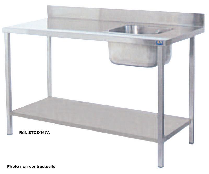 Table de chef avec bac à droite 1200x700x850 - STCD127A - avec dosseret de 10 cm et tablette inférieure_0