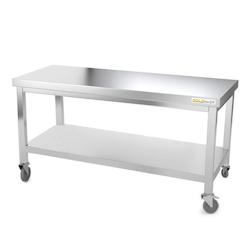 Table de travail en inox soubassement 1500 x 600 mm sur roulettes PREMIUM / GOLDINOX - gris inox 3701770801046_0