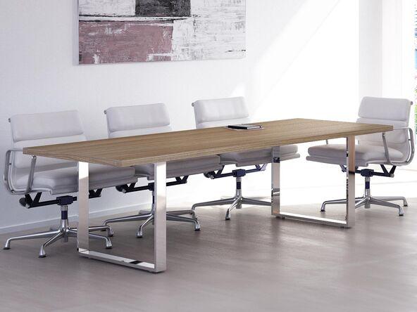 Table de réunion Rosa - 220x100 cm - Pètement acier finition effet chromé - Garantie 3 ans_0