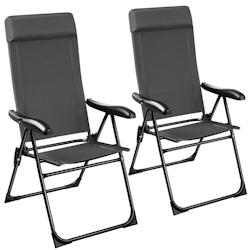 TecTake GmbH tectake Chaise de camping pliable MÜRITZ en aluminium avec appui-tête  gris anthracite - 405588 - gris acier 405588_0