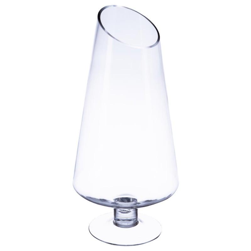VASE EN VERRE SUR PIED CONIQUE 40CM TRANSPARENT PARIS PRIX