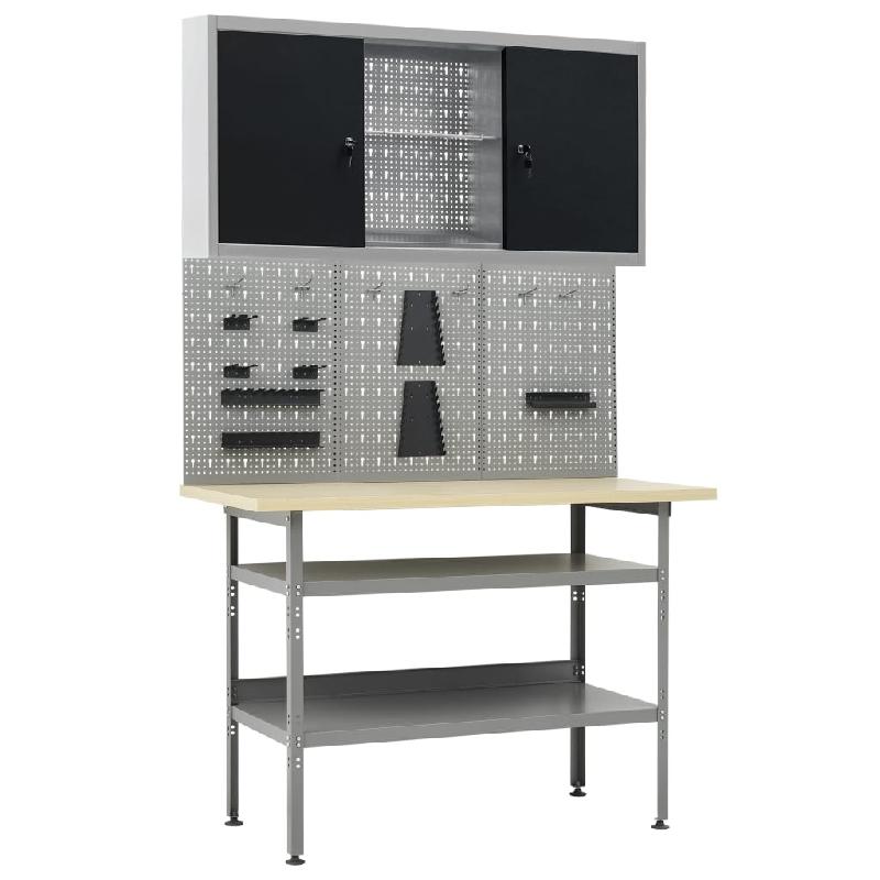 Vidaxl établi avec 3 panneaux muraux et 1 armoire 3053431_0