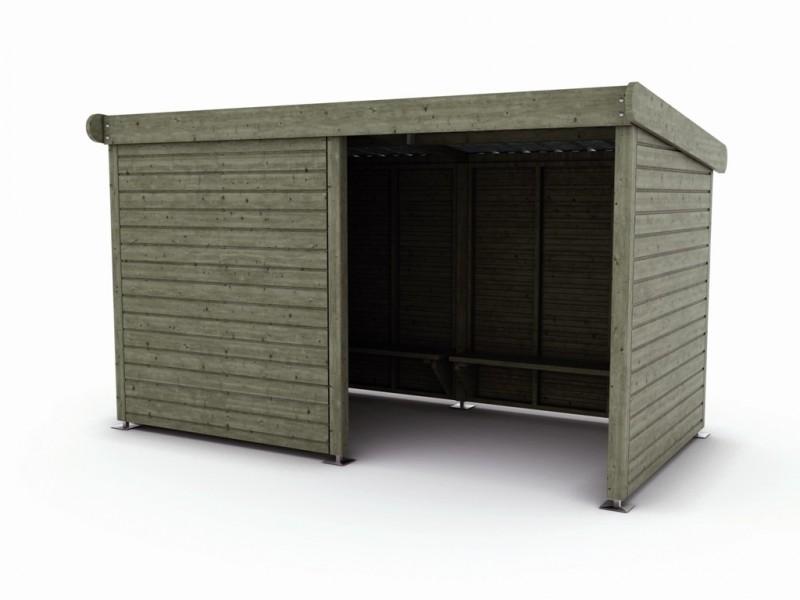 Abri bus Ardèche - structure en bois avec bardage et banquette - dimensions 380 cm x 200 cm_0