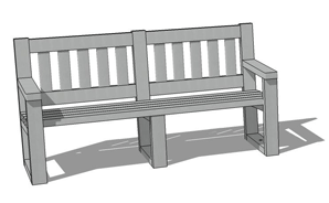 Banc public Square 3 pieds - Réf 38.3 - Longueur 240 cm - Assise en plastique recyclé_0