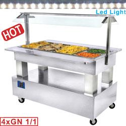 Buffet chauffant bain-marie 4 x1/1 hauteur 150 bois blanc chauffants bain-marie 1440x660(950)xh1370 - BBM/4N-A1_0