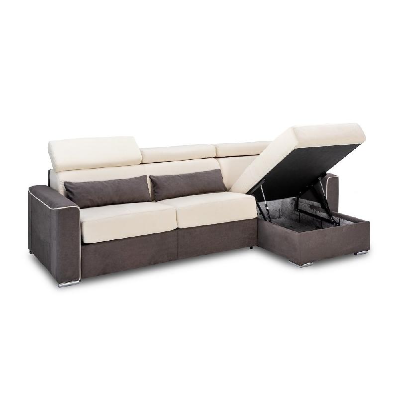 CANAPÉ D'ANGLE CONVERTIBLE EXPRESS CANBERRA 140CM MATELAS 16CM BICOLORE MICROFIBRE IVOIRE ET GRIS ANTHRACITE_0