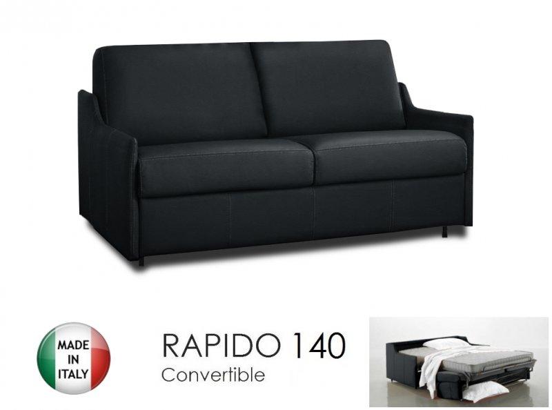 Canapé lit 3 places Luna - Convertible express 140cm - Matelas 16 cm en polyuréthane noir_0