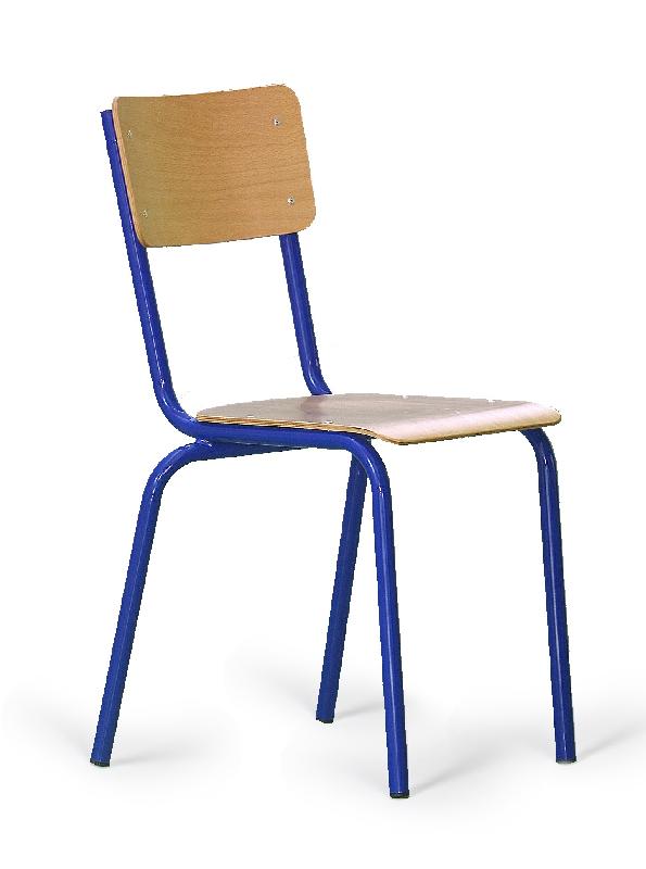 Chaise scolaire en hêtre multiplis vernis - structure tubulaire acier - empilable - normes NF EN 1729 - garantie 10 ans_0