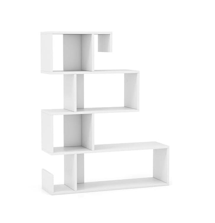 COSTWAY Bibliothèque à 4 Niveaux, Étagère Séparateur de Pièce, Étagère Escalier, Étagère Debout, Autoportante, Étagère à Marches en Bois_0