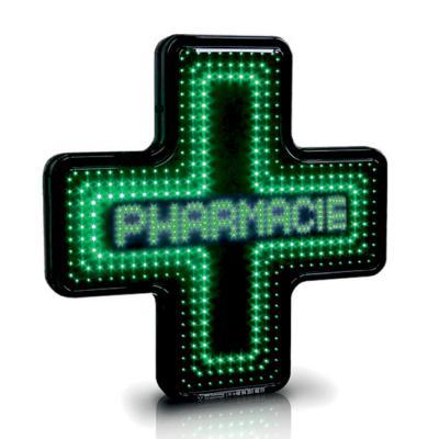 Croix Presto 80 simple face - Texte vert - IP66 - 800x800 mm - LEDs vertes_0