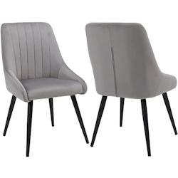Décoshop26 - 2 chaises de salle à manger en tissu velours rembourré gris pieds évasés en métal noir CDS09321 - gris 3000471069602_0