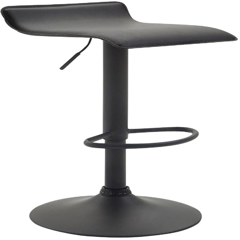 Décoshop26 - Tabouret de bar x1 design minimaliste hauteur réglable repose-pieds en PVC noir et métal noir 10_0006039 - noir métal 3000265354761_0