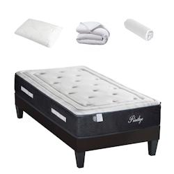 Ensemble  Matelas Ressorts ensachés + Sommier + Accessoires 90x190 cm PRIVILEGE BELLECOUR - blanc Mousse à mémoire de forme 4VP.PV.K15.K.0919_0