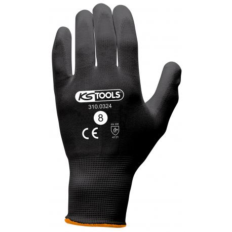 Gants microfibres noirs, T.8, 12 paires KS Tools | 310.0324_0