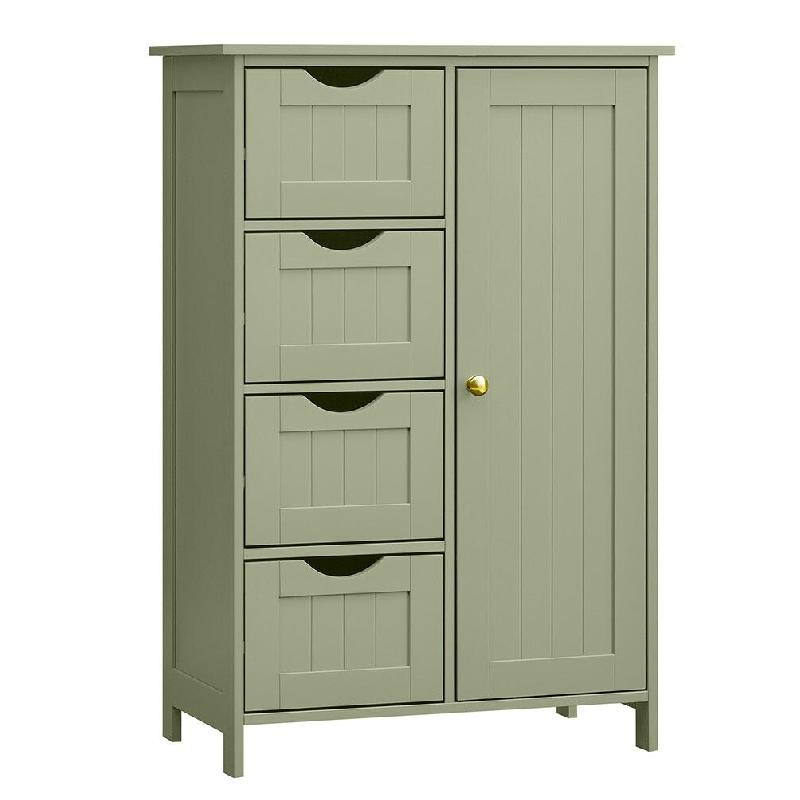 Helloshop26 - Meuble de salle de bain sur pied meuble de rangement avec 4 tiroirs 30 x 55 x 82 cm porte simple étagère réglable pour 12_0006501 - 3_0