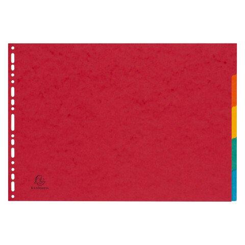 LOT DE 2 - INTERCALAIRE A3 CARTE LUSTRÉE COLORÉE EXACOMPTA 5 ONGLETS NEUTRES MULTICOLORES - 1 JEU