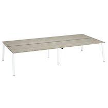 Pôle de 4 bureaux droits chêne gris L 180 x P 80 cm, piétement métal blanc - Arch_0