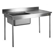 Plonge inox sans cache cuve - Sofinor - bords droits - largeur 600 ou 700 mm - étagères basses et bonde incluse_0