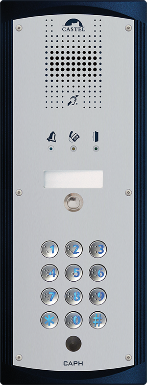 Portier téléphonique audio à 1 bouton dappel et clavier conforme loi Handicap avec carte suppression de bruit de fond intégrée - CAPH 1B CLAV BRUIT_0