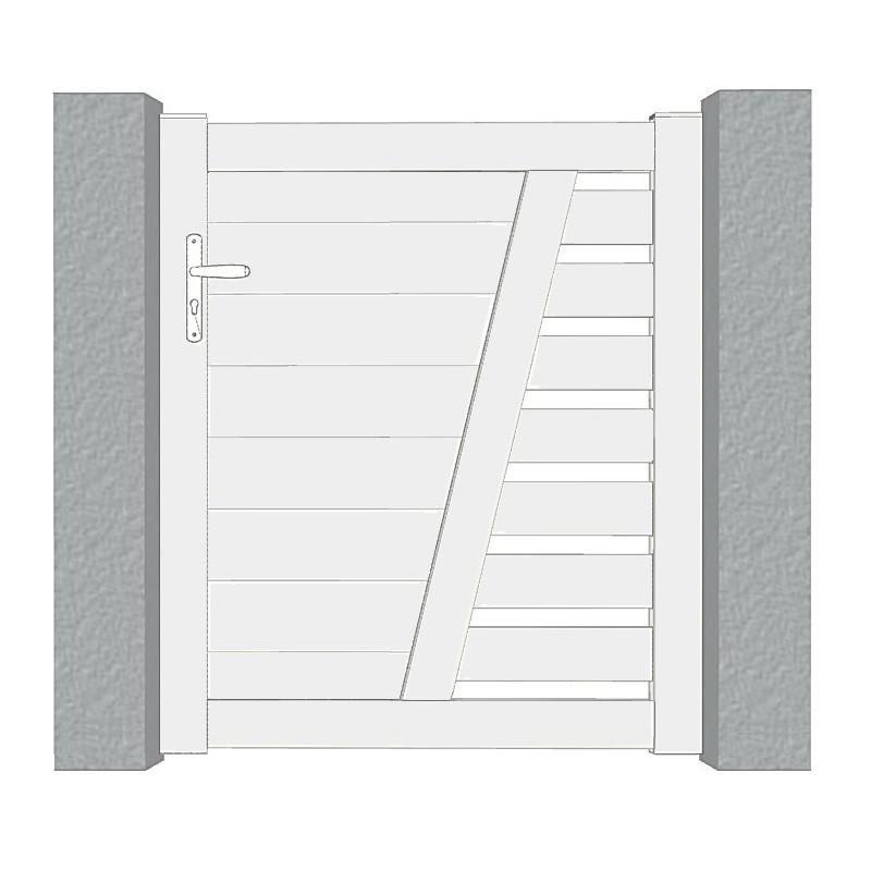 Portillon semi-ajouré Auvergne - droit - PVC blanc avec cadre aluminium intégré_0