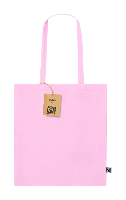 Sac shopping en coton équitable Fairtrade - 100% coton - 180 g/m² - anses longues - couleur rose_0