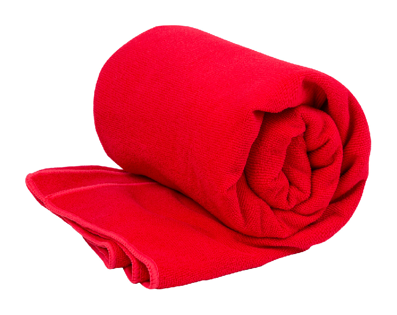 Serviette microfibre en polyester RPET - grande taille - 310 g/m² - couleur rouge - poids 480 g_0