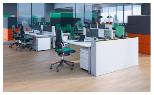 Bureau open space SQart pour 2 personnes - Plateau mélaminé 25 mm - Piétement métal blanc ou noir - Kollori_0