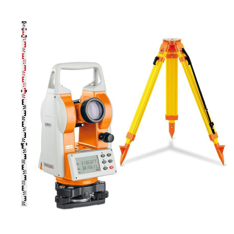 Théodolite électronique de chantier Geo Fennel FET 220 - avec trépied en bois et mire télescopique 4 m - PACK FET 220_0
