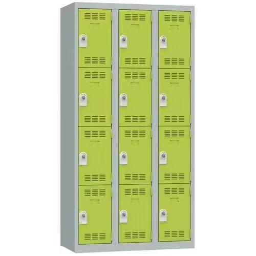 Vestiaire multicases 4 cases par colonne serrure 3 gris clair vert_0